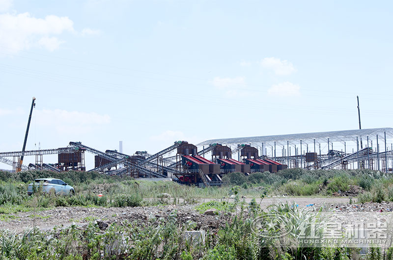 浙江舟山花崗巖濕式制砂生產(chǎn)線現(xiàn)場(chǎng)