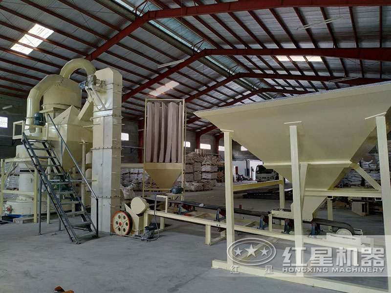 一套磨粉生產(chǎn)線已投產(chǎn)，紅星機(jī)器客戶現(xiàn)場