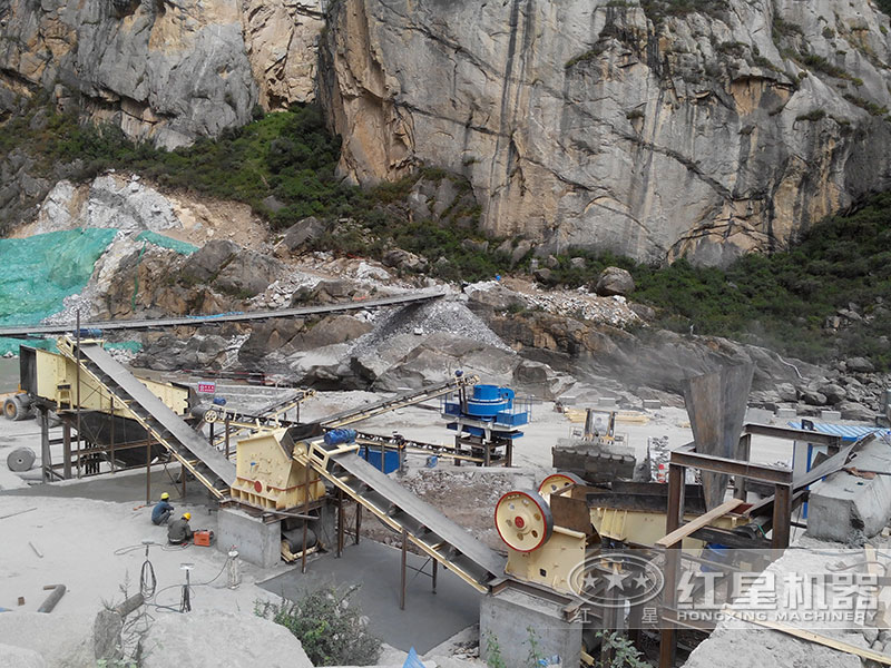 方案二經(jīng)過優(yōu)化后的碎石制沙現(xiàn)場