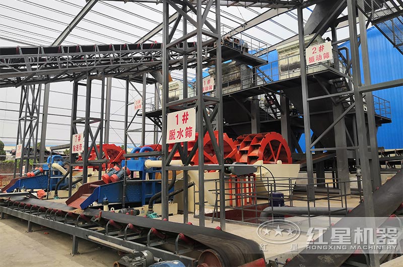 濕法制砂現(xiàn)場洗沙工段